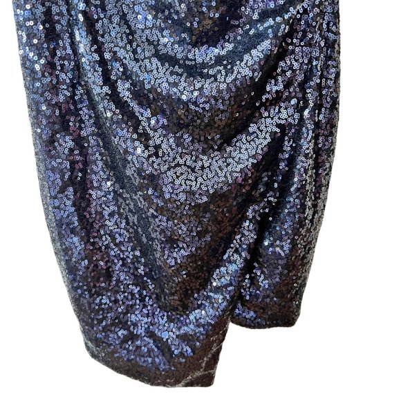 🔴 2 for $20 Lulus Call the Limo Blue Sequin Faux Wrap Bodycon Dress S - Picture 7 of 12